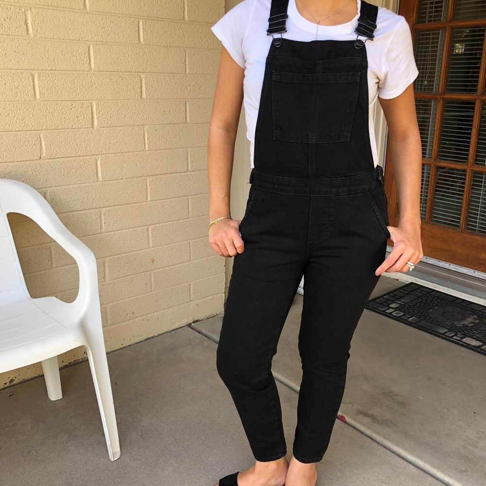 Brand New TopShop black denim Overalls